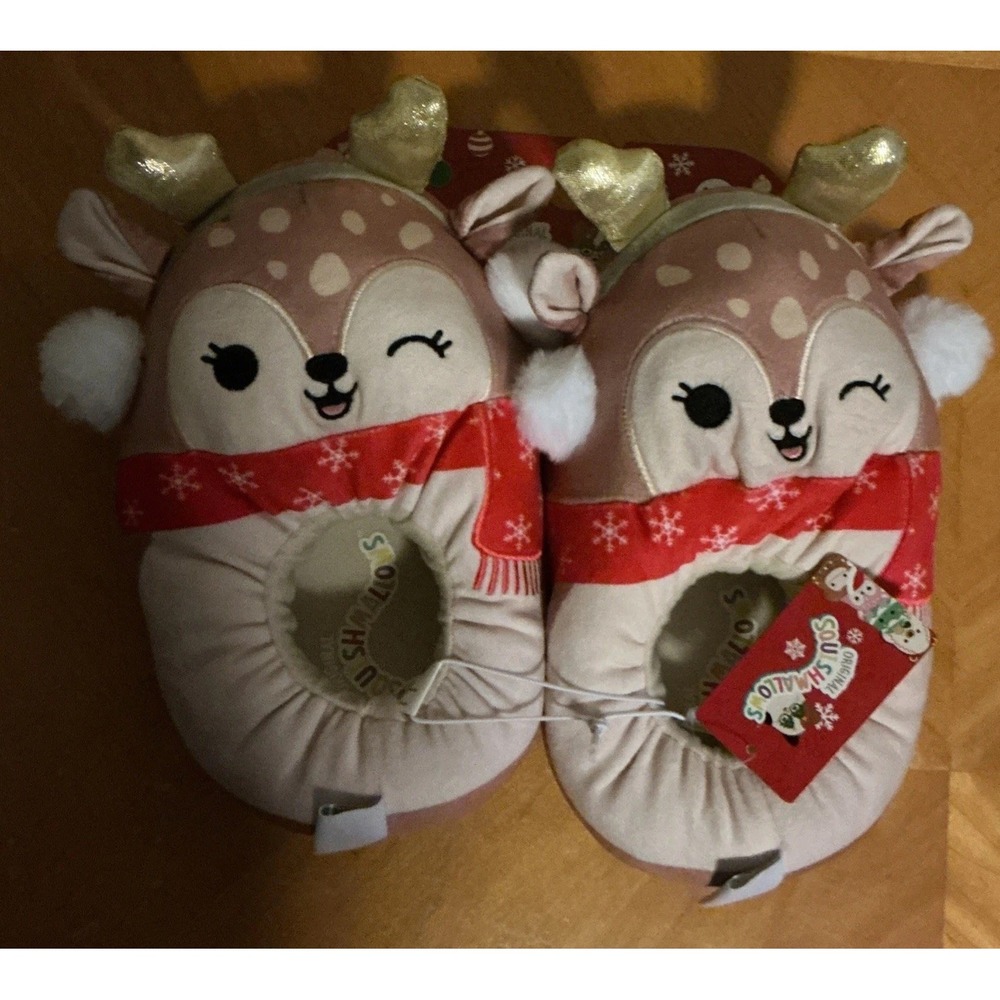 Jazwares Squishmallows Kids' Holiday Slippers‎ Dawn the Fawn - Size 4/5 - New